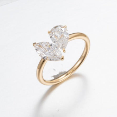 Toi Et Moi Pear &Marquise Lab Grown Diamond Ring Engagement Ring in 14k Yellow Gold
