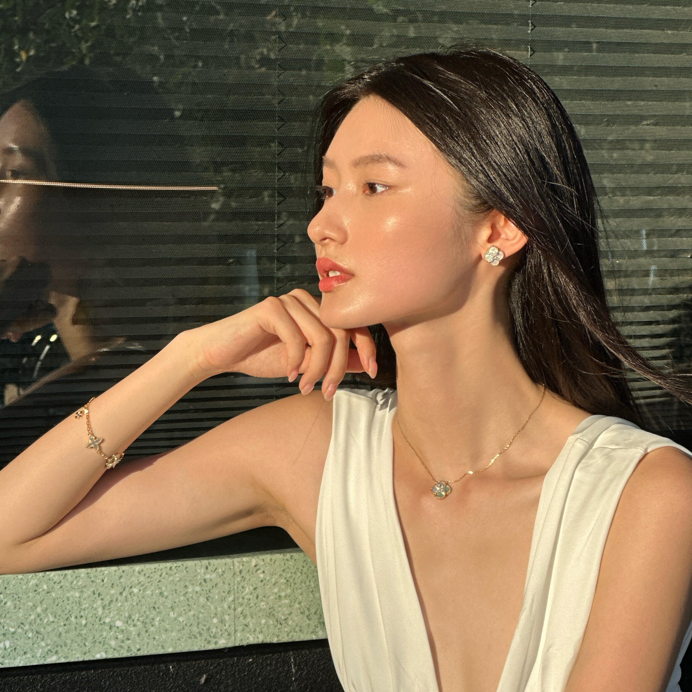 Clover Mother of Pearl Studs Earrings