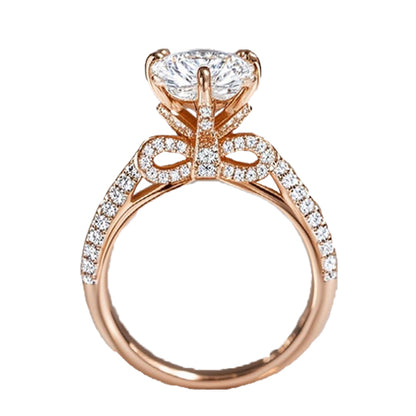 1 ct Round Ribbon Swirl Lab Grown Diamond Engagement Ring in 14k Rose Gold