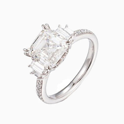 5ct 5 stone Asscher cut Lab Grown Diamond Engagement Ring in Platinum