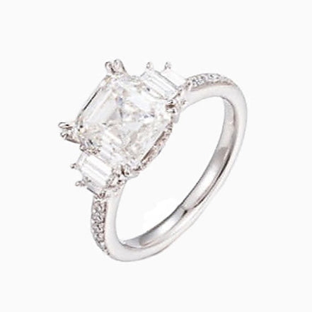 5ct 5 stone Asscher cut Lab Grown Diamond Engagement Ring in Platinum