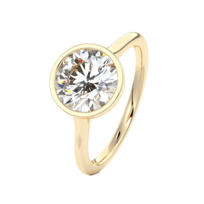 1 ct Round Bezel Lab Grown Diamond Engagement Ring in 14k Yellow Gold