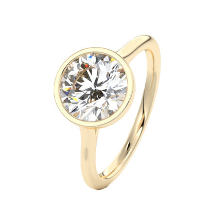 1 ct Round Bezel Lab Grown Diamond Engagement Ring in 14k Yellow Gold