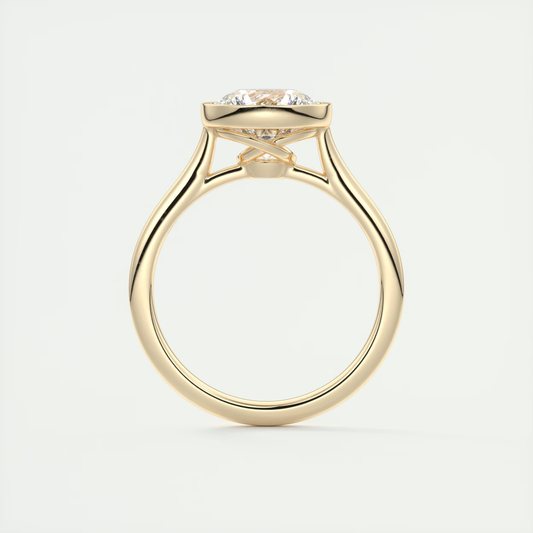 1 ct Round Bezel Lab Grown Diamond Engagement Ring in 14k Yellow Gold