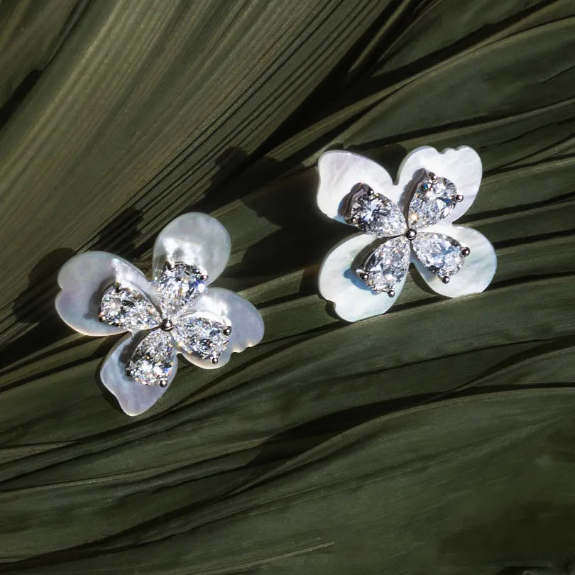 Flower Blossom Mother of Pearl Stud Earrings
