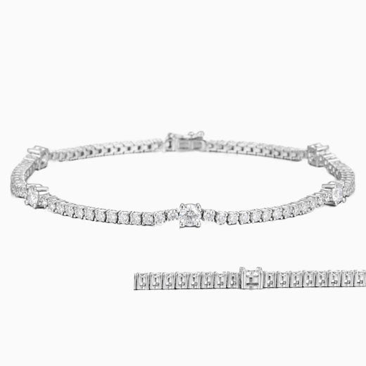 2.59ct.tw Round Station Lab Grown Diamond Tennis Bracelet 6-7.5 Inch in 14k White Gold