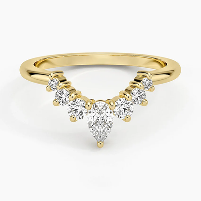 V-shaped Pear Lab Grown Diamond Ring in 14k Yellow  Gold