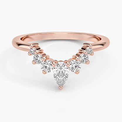V-shaped Pear Lab Grown Diamond Ring in 14k Rose Gold