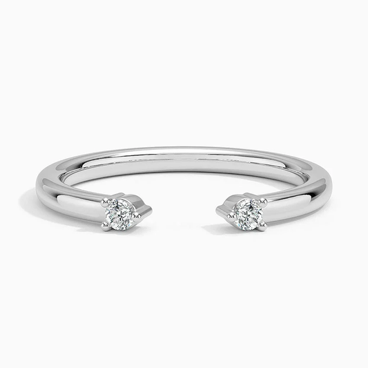 0.05 ctw Twin Round Lab Grown Diamond Open Ring in 14K White Gold