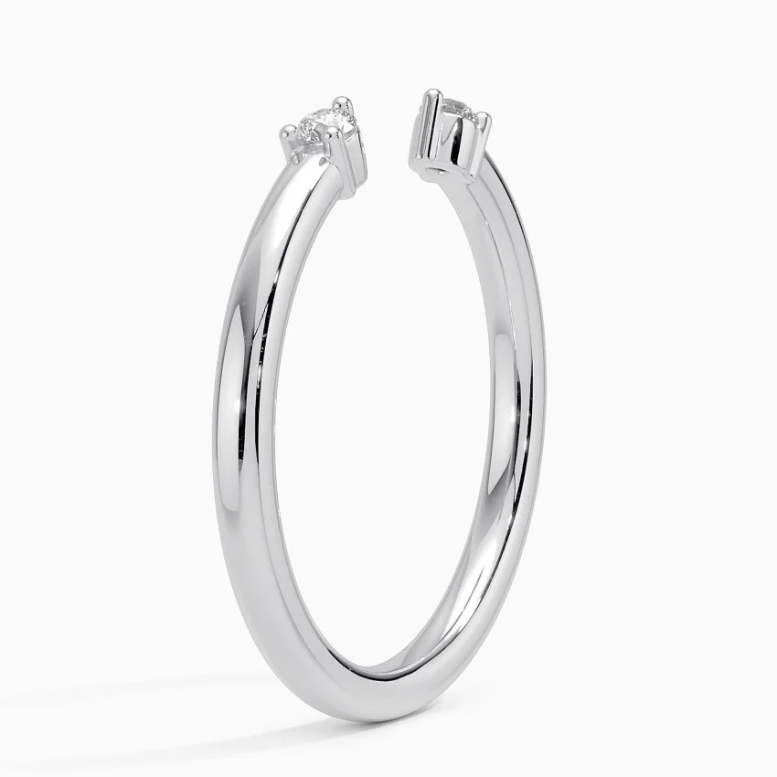 0.05 ctw Twin Round Lab Grown Diamond Open Ring in 14K White Gold