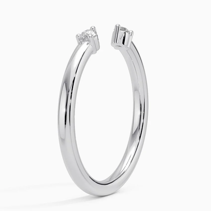 0.05 ctw Twin Round Lab Grown Diamond Open Ring in 14K White Gold