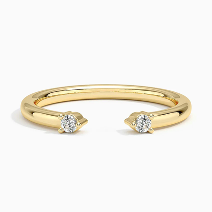 0.05 ctw Twin Round Lab Grown Diamond Open Ring in 14K Yellow Gold