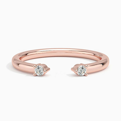0.05 ctw Twin Round Lab Grown Diamond Open Ring in 14K Rose Gold