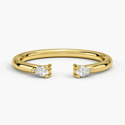 0.09ctw Pear Lab Grown Diamond Open Ring in 14k Yellow Gold
