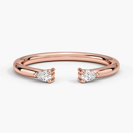 0.09ctw Pear Lab Grown Diamond Open Ring in 14k Rose Gold