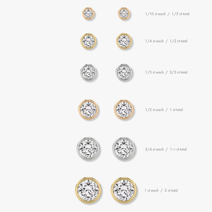 1ctw Bezel Round Cut Lab Grown Diamond Earstuds (Pair) 14K yellow gold