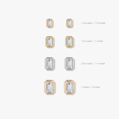 1ctw Emerald Bezel Lab Grown Diamonds Earstuds (Pair) in 14k Yellow Gold