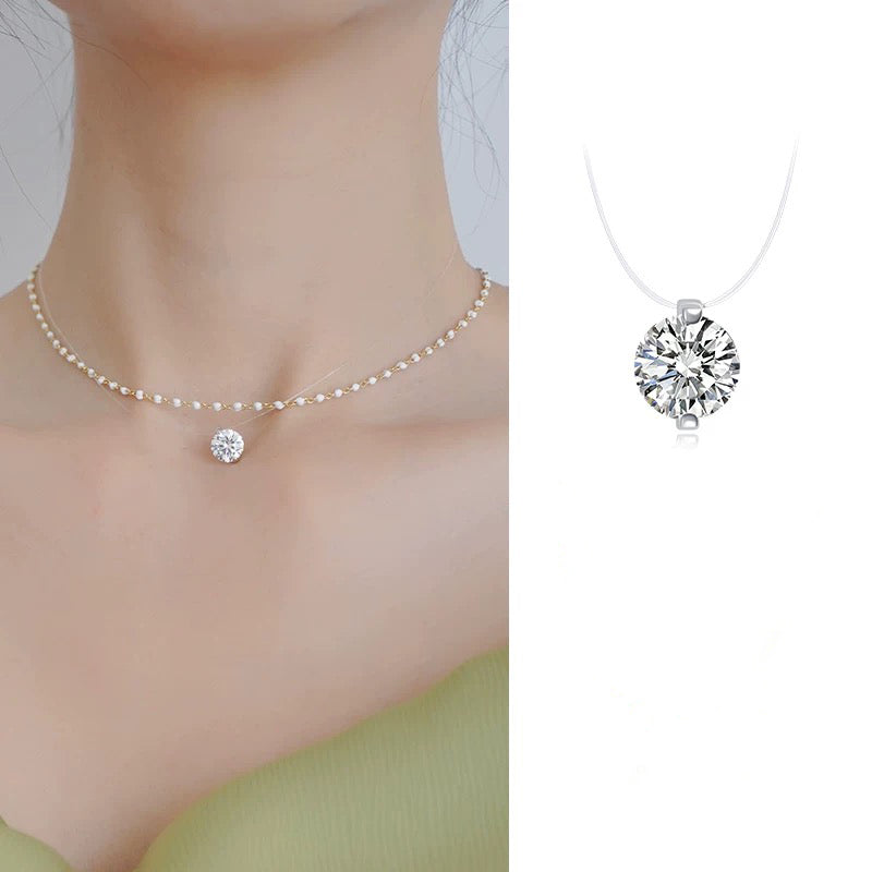 0.5 carat moissanite mermaid tear clavicle necklace with 925 setting