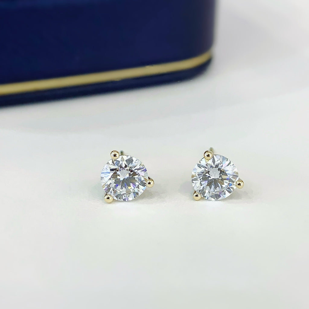 1ct.tw 3 prongs Round Lab Grown Diamonds Earstuds (Pair) in 18k White Gold