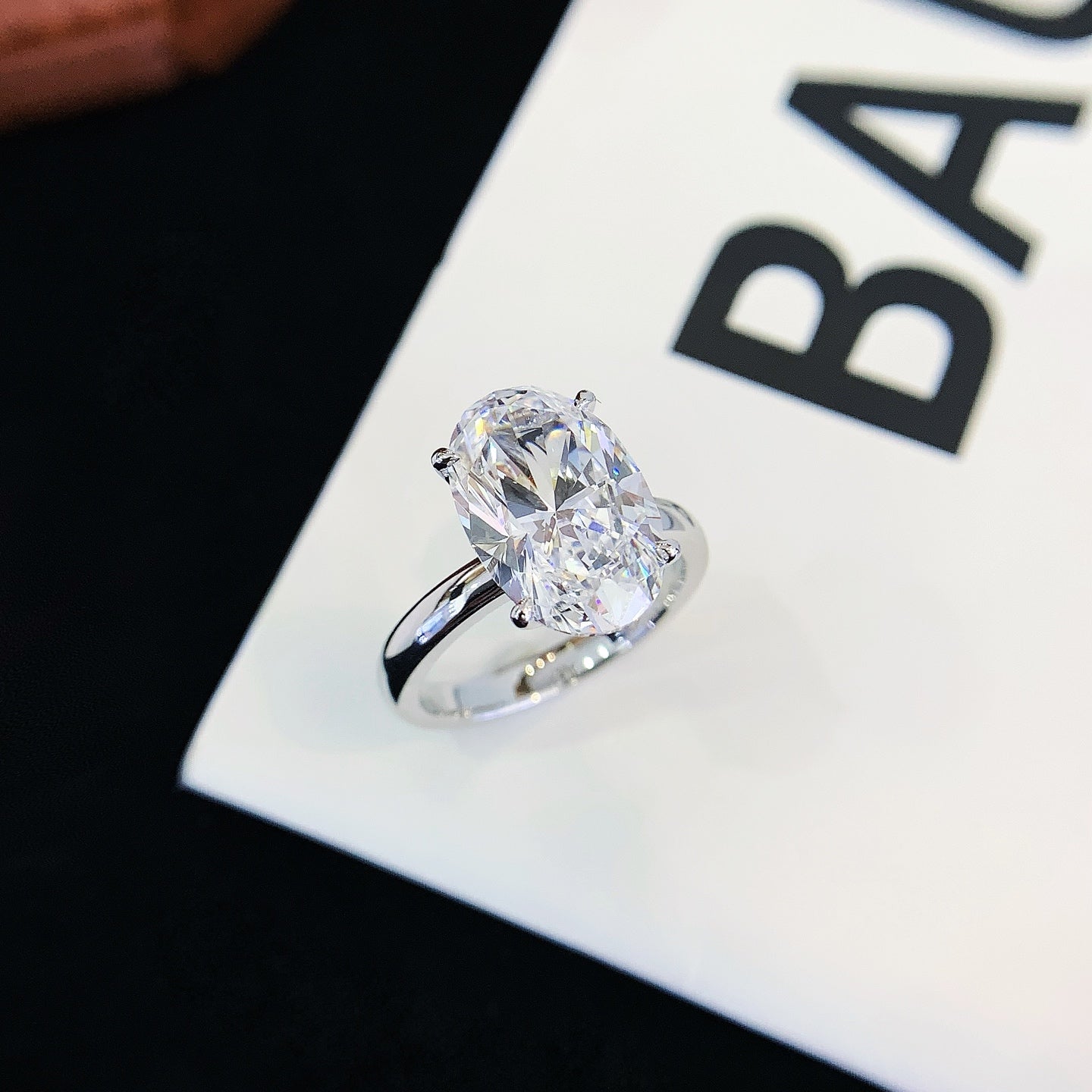 1.5 ct Oval Hidden Circlet & Pave Lab Grown Diamond Ring in Platinum