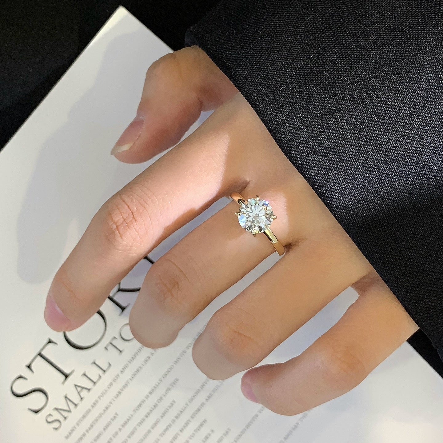 2 ct Round 4 prongs Hidden Circlet Engagement Ring in 14k White Gold