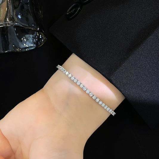 4.3ct.tw  Round Lab Grown Diamond Tennis Bracelet 6-7.5 Inch in 14k White Gold