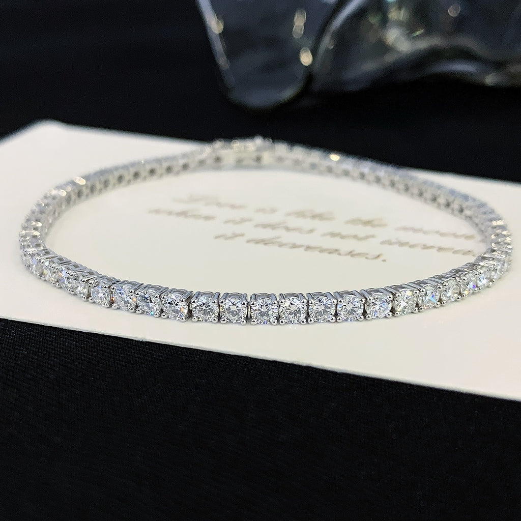 4.3ct.tw  Round Lab Grown Diamond Tennis Bracelet 6-7.5 Inch in 14k White Gold