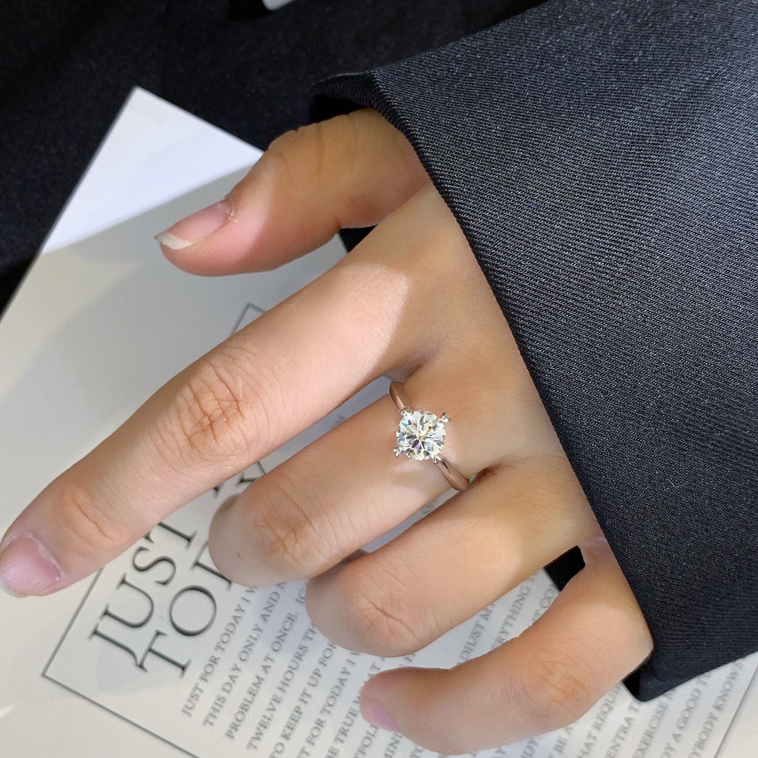 1ct Round 4 Prong Solitaire Lab Grown Diamond Engagement Ring in 14K White Gold