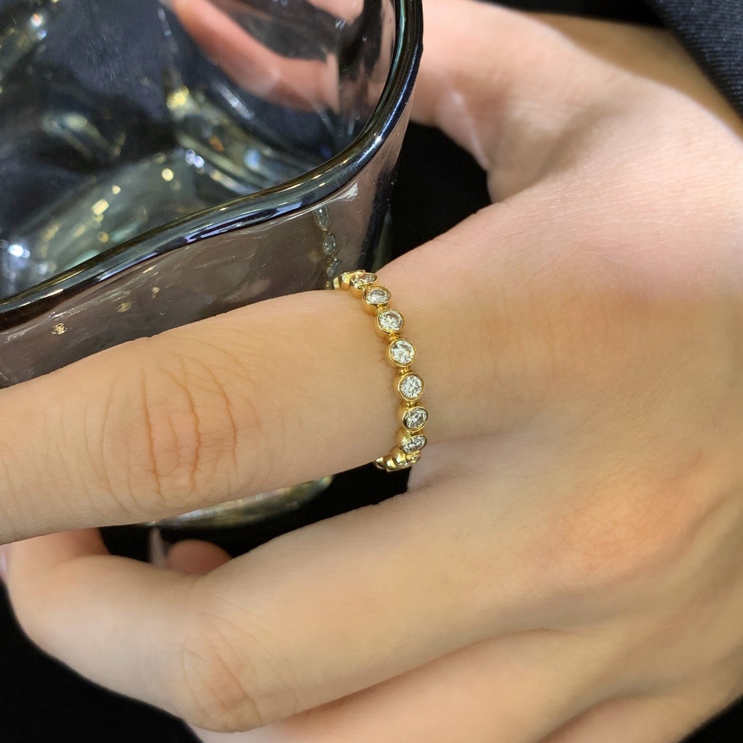 0.05 ctw Twin Round Lab Grown Diamond Open Ring in 14K Gold