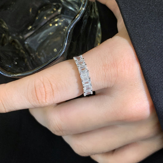 7.628ctw Emerald Lab Grown Diamond Eternity Ring in 14k White Gold