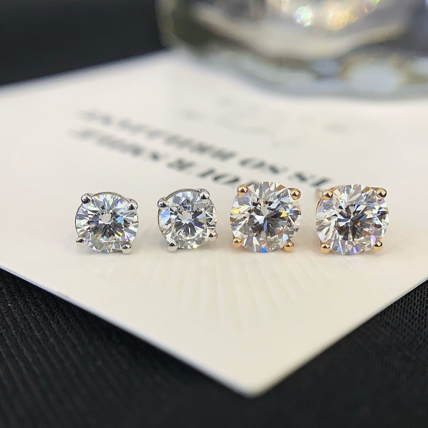 Perfect 4 prong Round Brillance Lab Grown Diamonds Earstuds (Pair) 1ct.tw 14k white/Yellow gold