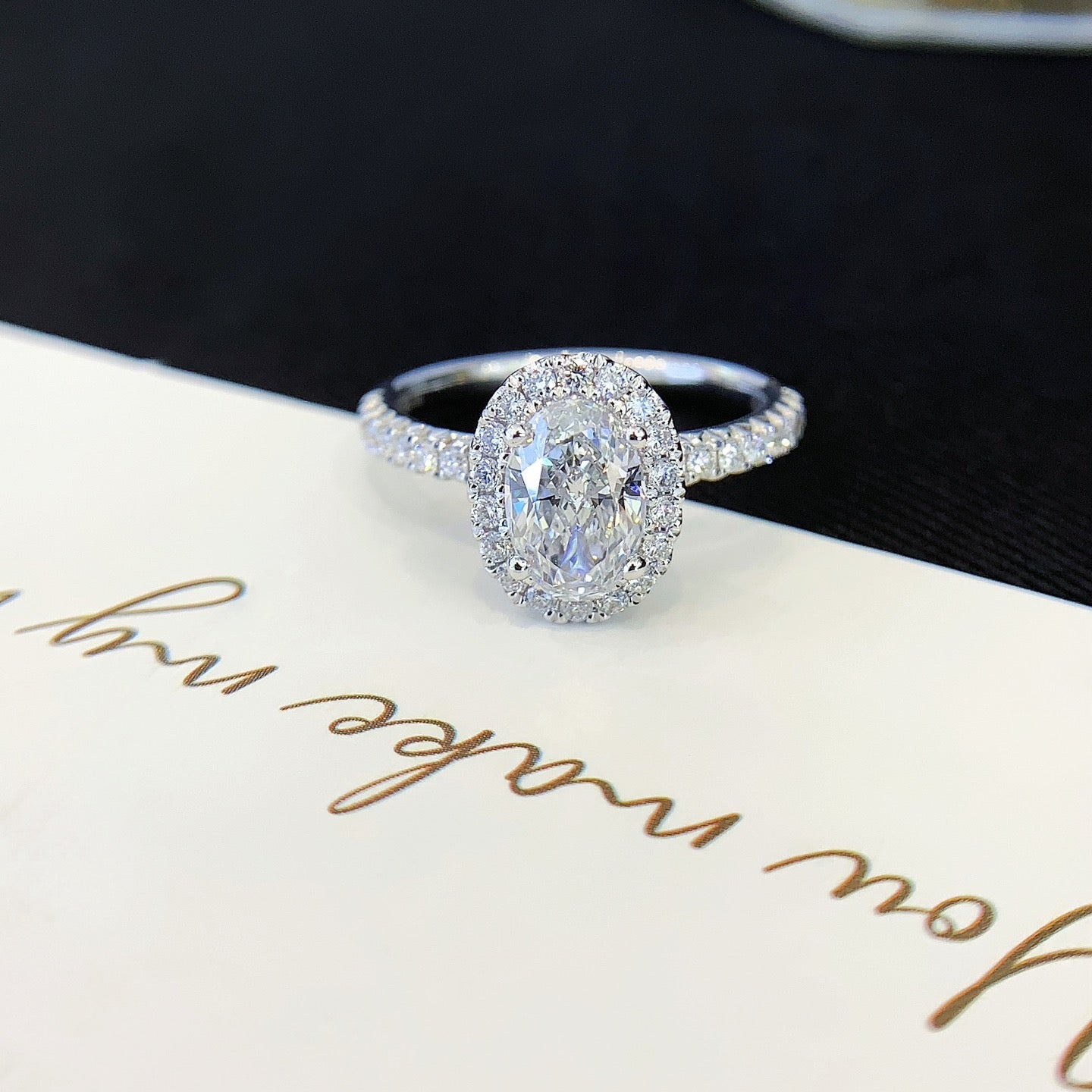 1 ct Oval Halo Lab Grown Diamond Ring Set in Platinum
