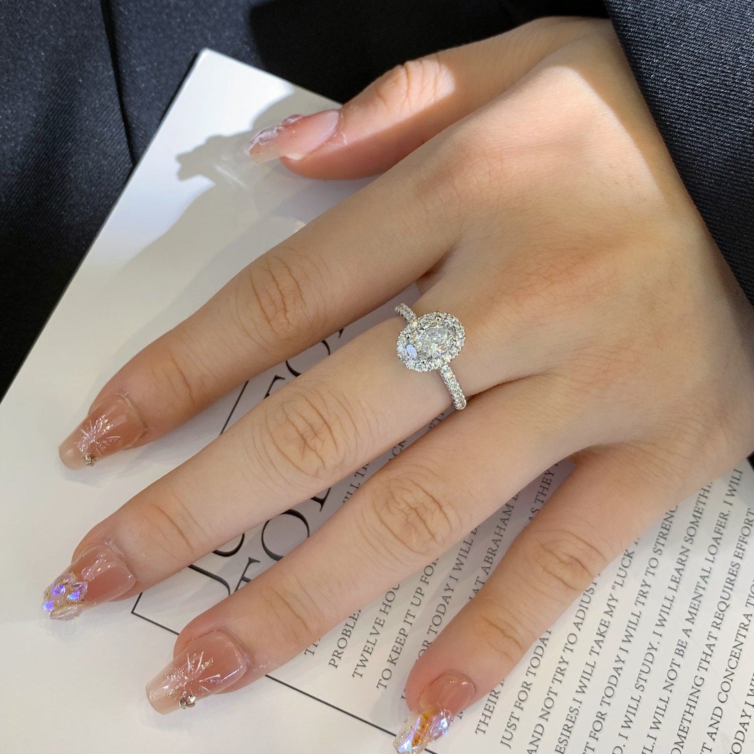 1 ct Oval Halo Lab Grown Diamond Ring Set in Platinum