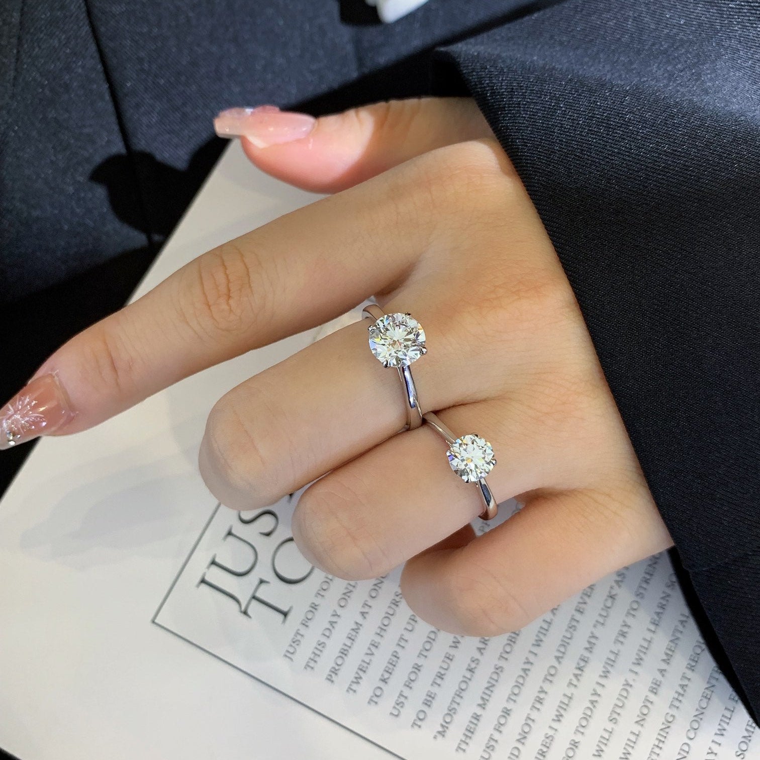 2 ct Round 4 prongs Hidden Circlet Engagement Ring in Platinum