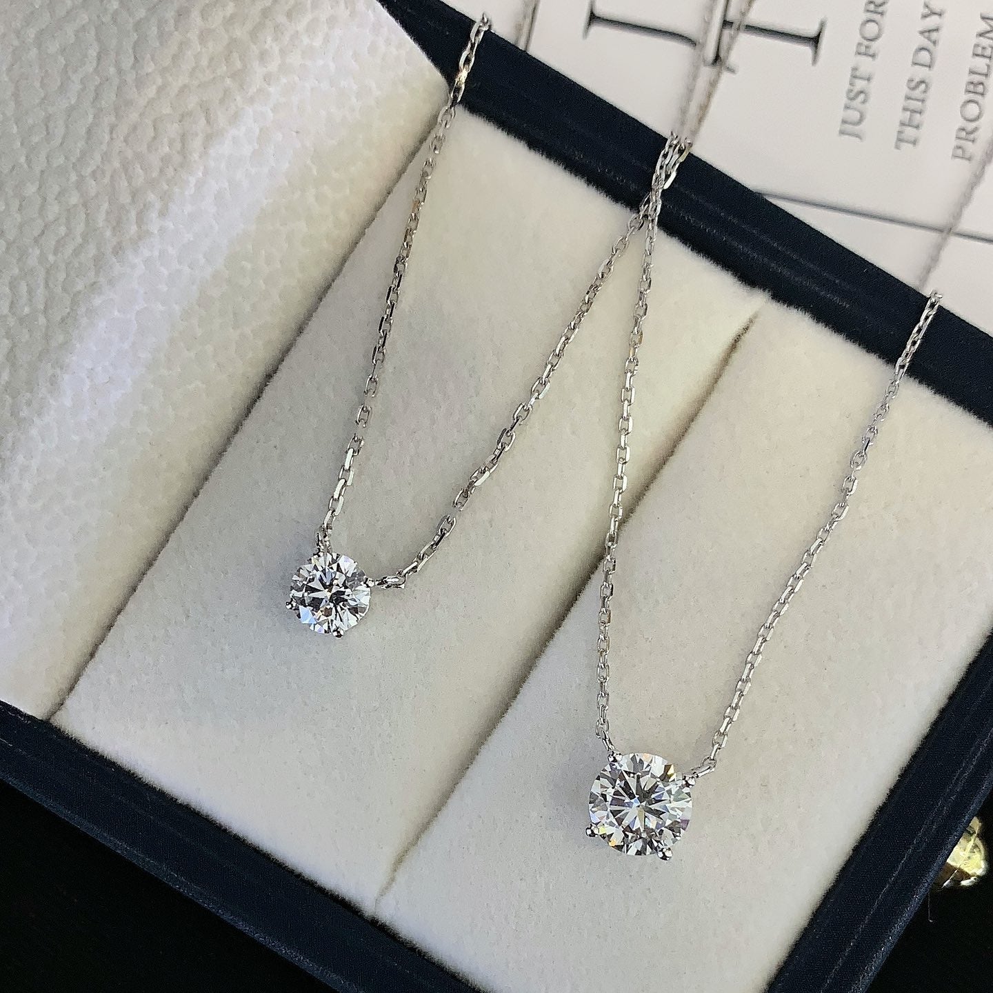 1 ct Round Solitaire 4 Prong Lab Grown Diamond Necklace 16-18 Inch in 14k White Gold