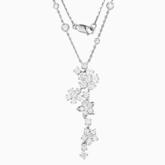2 1/2 ct.tw Wild Flower Lab Grown Diamond Cluster Necklace 16-18 Inch in 14k White Gold