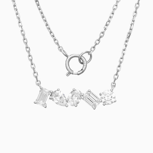 1.15 ct.tw Mixed Fancy Shape Lab Grown Diamond Bar Necklace 16-18 Inch in 14k White Gold