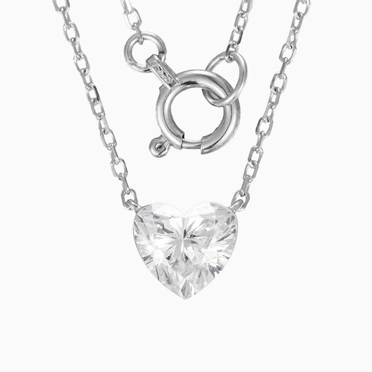 1 ctw Lab Grown Heart Shape Diamond Solitaire Pendant Necklace in 14k White Gold