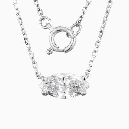 1 ct Marquise Lab Grown Diamond Necklace 16-18 Inch in 14k White Gold