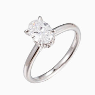 1.5 ct Oval Hidden Circlet & Pave Lab Grown Diamond Ring in Platinum