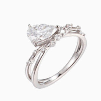 1ct Pear Star Pave Lab Grown Diamond Ring in Platinum