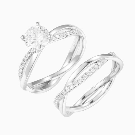 1 ct Round Petite Twist Diamond Engagement Ring in 14K White Gold