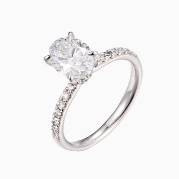 1.5 ct Oval Hidden Circlet & Pave Lab Grown Diamond Ring in Platinum