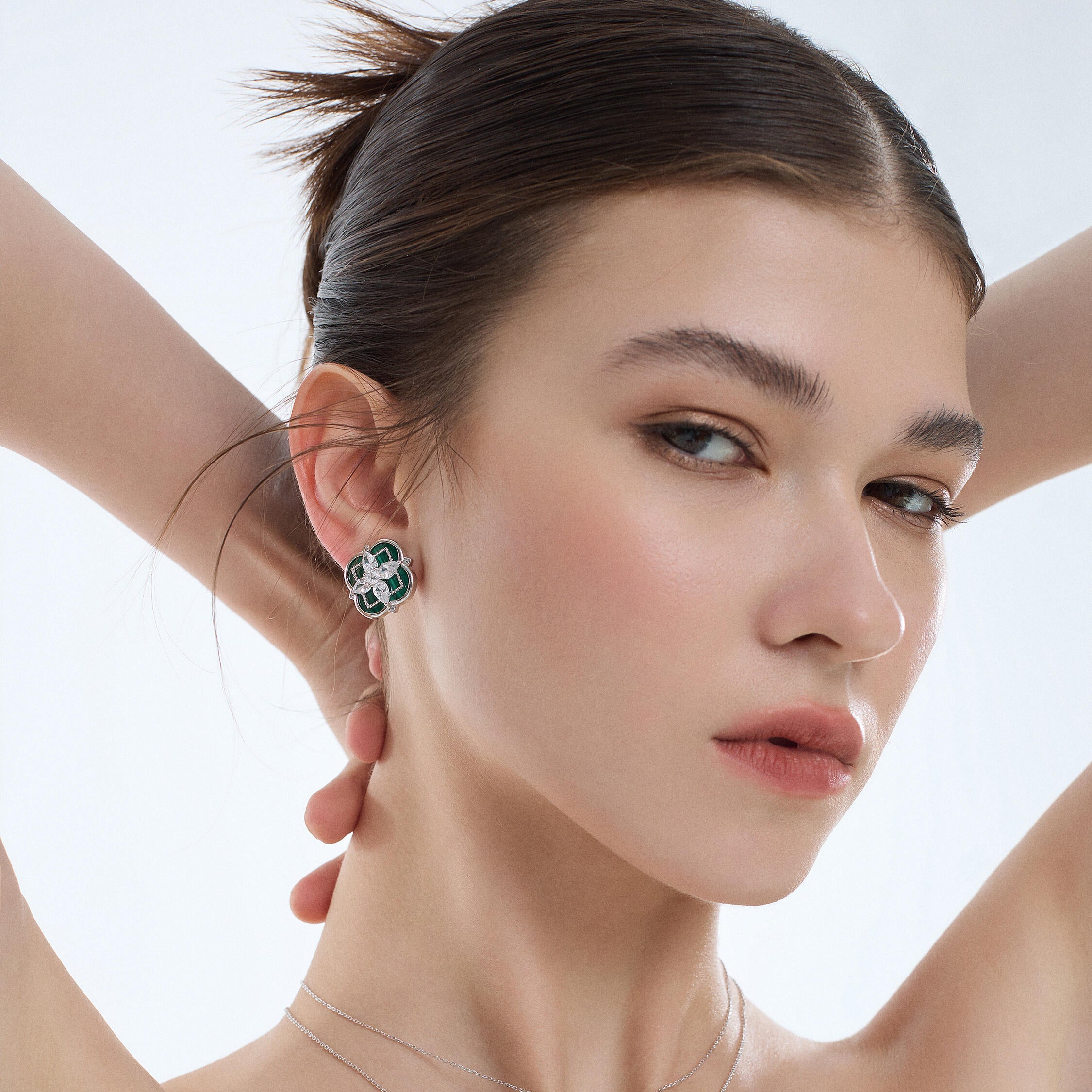 Malachite Clover Earrings