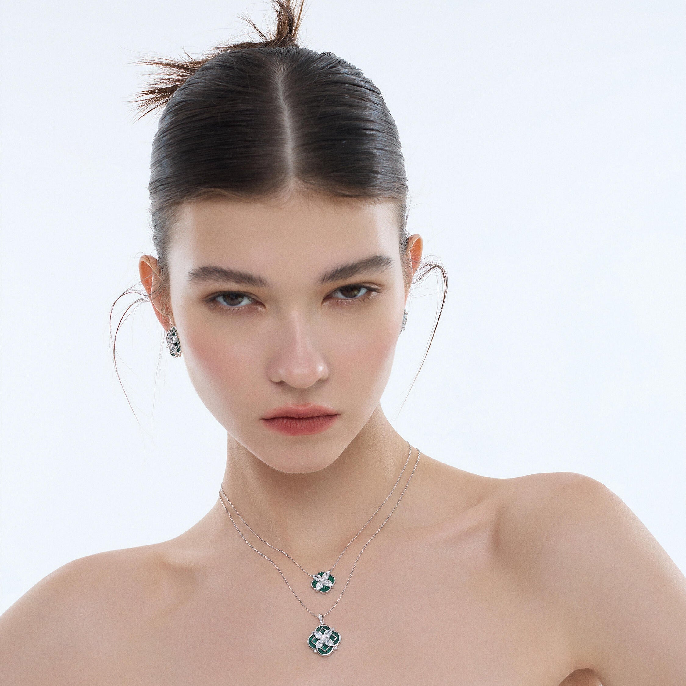 Malachite Clover Earrings