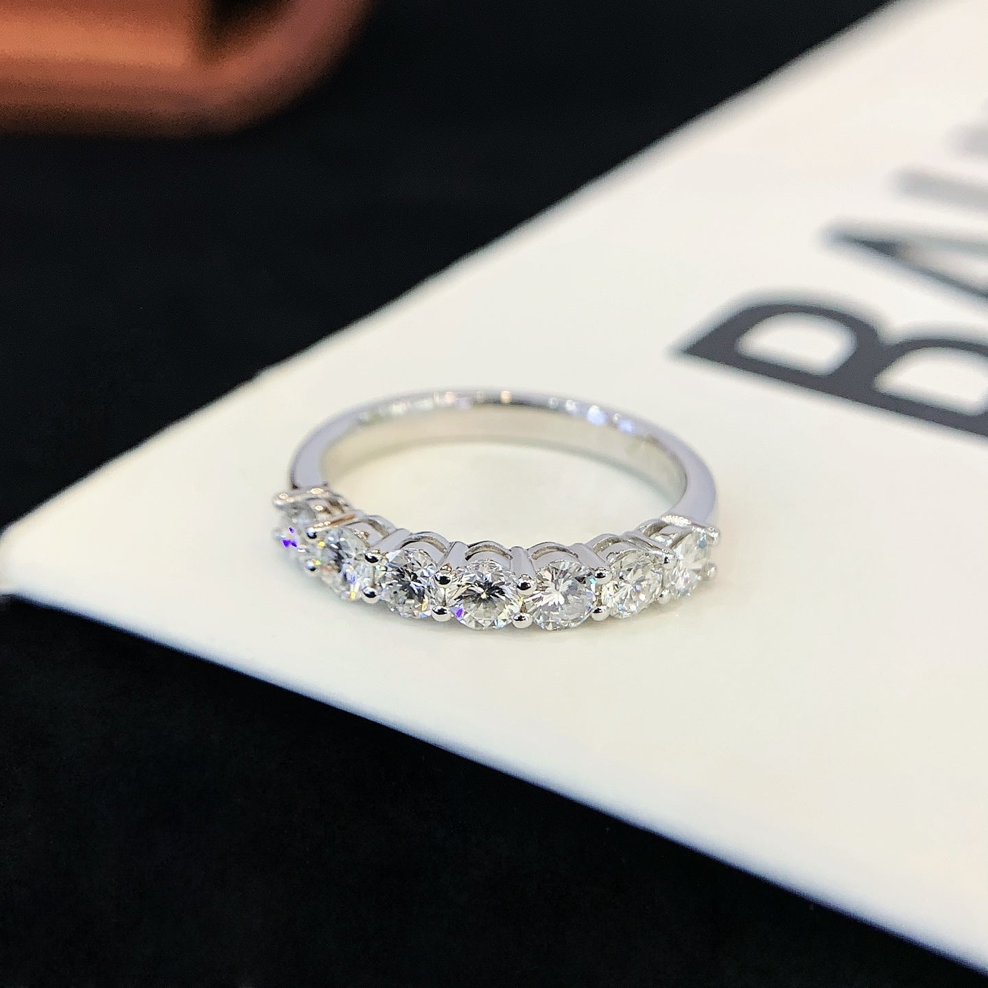 1.543ctw Round Cut Lab Grown Diamond 4prongs Half Eternity Ring in 14k White Gold