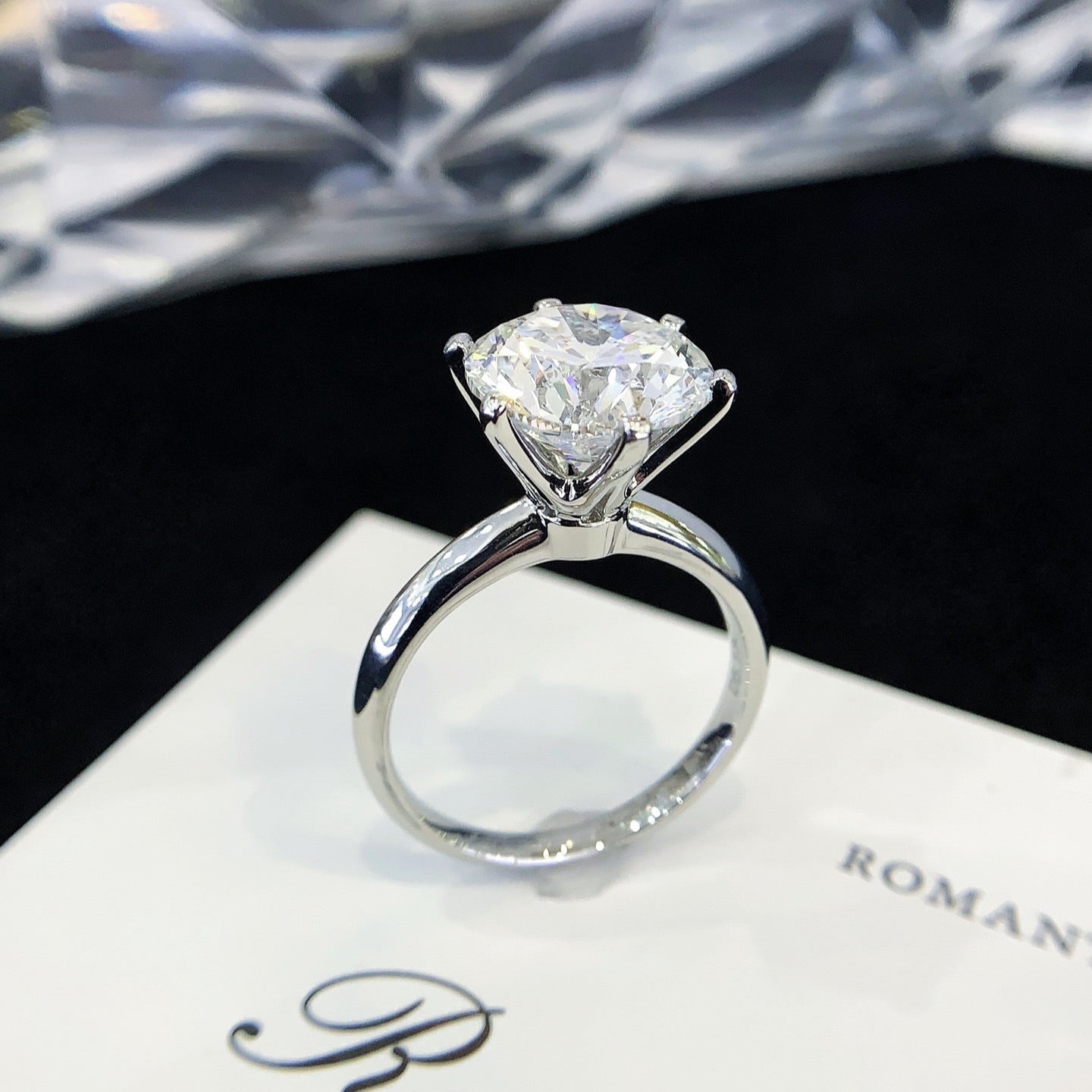 3ct 6 prongs Round Solitaire Lab Grown Diamond Engagement Ring in Platinum