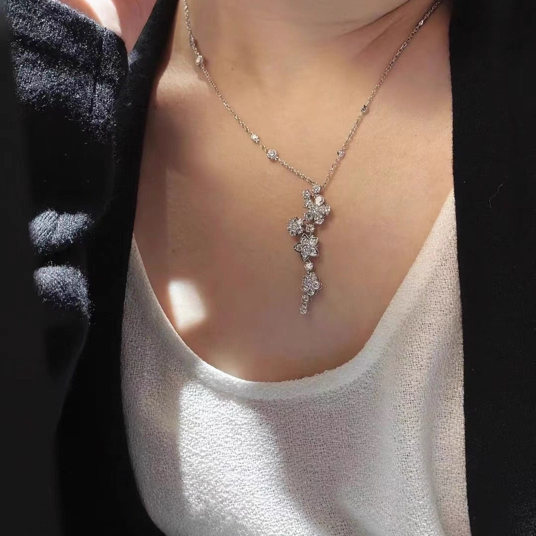 2 1/2 ct.tw Wild Flower Lab Grown Diamond Cluster Necklace 16-18 Inch in 14k White Gold