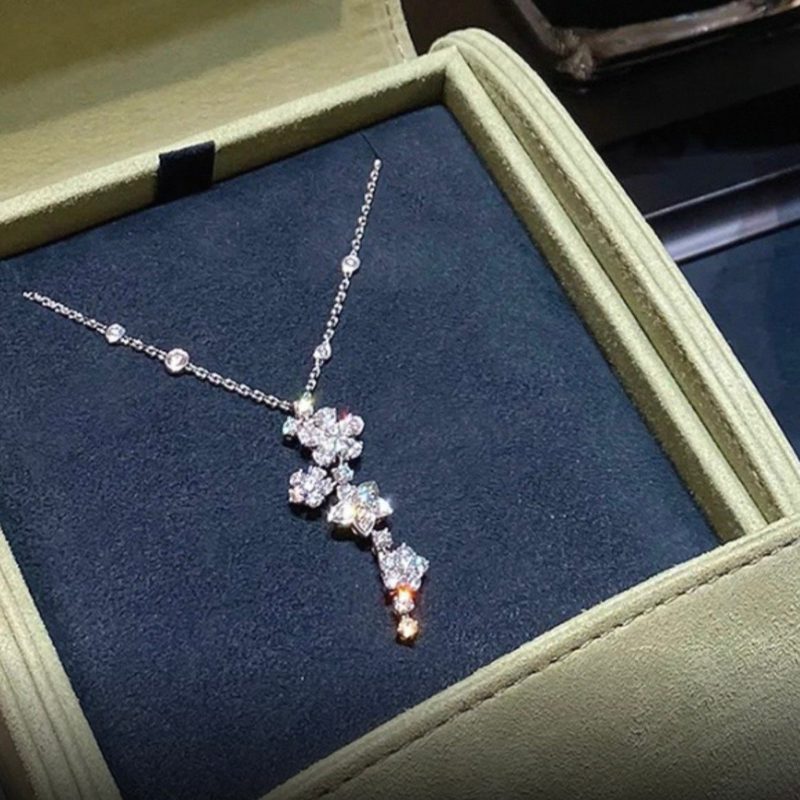 2 1/2 ct.tw Wild Flower Lab Grown Diamond Cluster Necklace 16-18 Inch in 14k White Gold