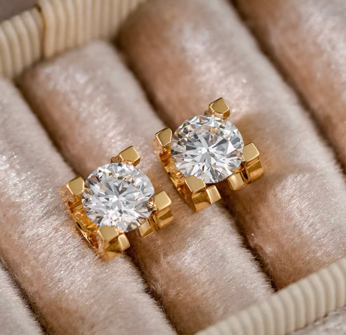 1 ctw Cow Head Round Brillance Lab Grown Diamonds Earstuds (Pair) in 18K Rose Gold